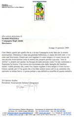 Lettera di ringraziamento Associazione Italiana Gligogenosi