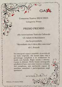 Attestato premio GATaL per Ricordami che ti devo dire una cosa Attestato premio GATaL per Ricordami che ti devo dire una cosa